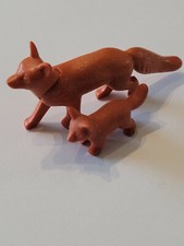 PLAYMOBIL ANIMAUX RENARD MAMAN PETIT MARRON ZOO FORET SAVANE FERME PRAIRIE