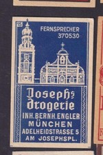 Ancienne    étiquette   Allumettes  Allemagne    BN183125  Droguerie Munich