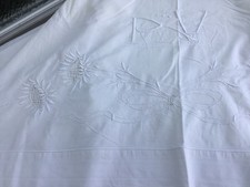 Drap ancien plat coton blanc