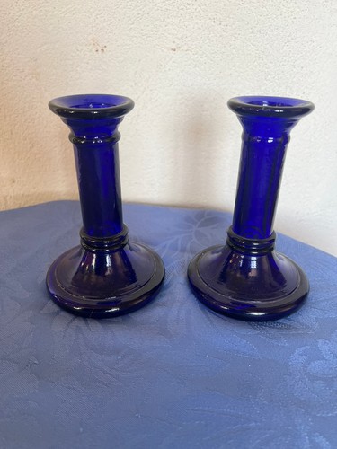 Paire bougeoirs verre - paire, de