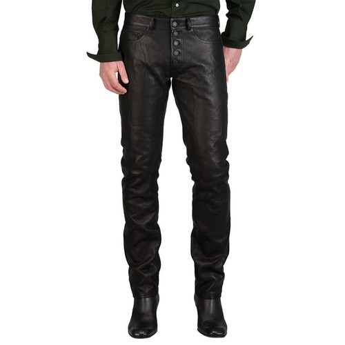 Hommes cuir noir - noir, pantalon