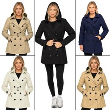 Enzo Manteau Trench Femme Imperméable Ceinturé À Double Boutonnage