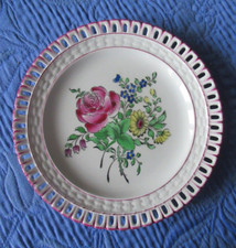 Assiette dessert Bord dentelle Lunéville K G Réverbère  rose marguerite D 18 cm