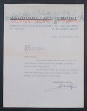 Facture 1956 PARIS EMPIRE marionnettes à fil théâtre attraction illustrée 40