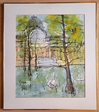** TABLEAU DE BERNARD DUFOUR  REPRESENTANT LE PARC "EL RETIRO" A MADRID