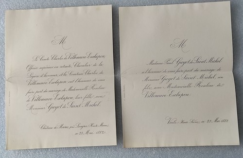 Faire part mariage 1882 - faire,