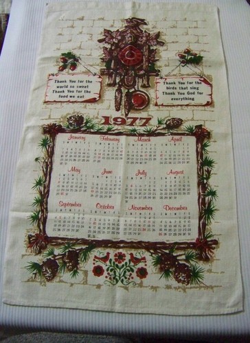 1977 linen calendar kitchen - calendar,