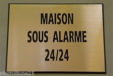 plaque  boite aux lettres  "MAISON SOUS ALARME 24/24"  Ft 50x65mm  
