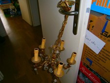 ancien lustre  en bronze doré et cristal  fonctionne parfaitement