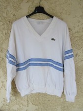 Sweat LACOSTE DEVANLAY années 90 vintage sport blanc coton made in France 5