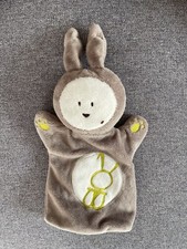 Doudou marionnette Lapin marron vert Blanc Okaidi Obaibi OB