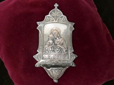 bénitier art nouveau signé L.Mattei metal argenté H 22cm P 250g,début XXème