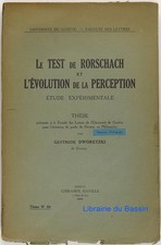 Test de Rorschach et l'Evolution de la Perception Etude expérim. Dworetzki 1939
