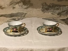 Duo de tasses et sous-tasses, Adam Gold collection, decorato a mano