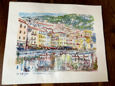 AQUARELLE ORIGINALE 45*38 / LESAGE   VILLEFRANCHE SUR MER