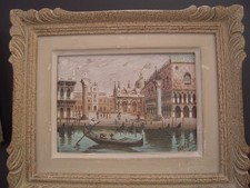 tableau peinture sur toile "Venise" / Vertélli (17,5x12,5) dans cadre bois 27x21
