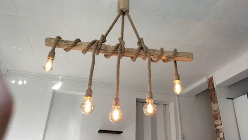 Lustre bois flotté - lustre,