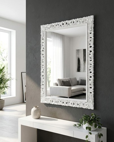 Miroir baroque blanc - miroir, mural