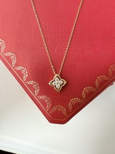 Chaine pendentif trèfle • Diamants Véritables • 0,40ct • 45cm • Plaqué Or