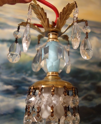 Vintage cut crystal glass - , blue