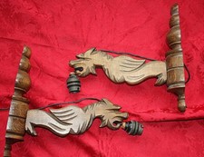 2 ANCIENNES APPLIQUES EN BOIS , DÉCORS GARGOUILLES , GRIFFONS 