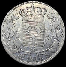 5 Francs Louis XVIII 1824 D