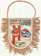 PETIT FANION KODOKAN 10*9 CM FC.ROUEN Vs LILLE LOSC 8ième COUPE DE FRANCE 1985