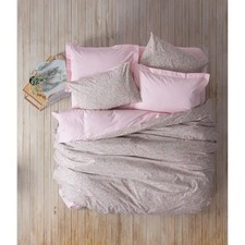 Parure de lit - 1 housse de couette 220x240cm + 2 taies d'oreiller 60x60cm Rose