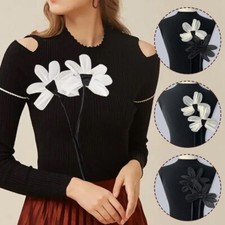 Patch De Vêtements En Maille À Fleurs 2 Pièces Décoration De Robe Pull 3D /