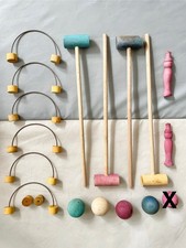 Jeu De Croquet De Salon Ou Jardin Ancien Vintage En Bois Et Métal Jouet Enfants