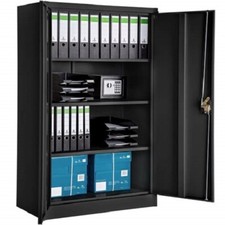 Armoire de Bureau Métallique pour Dossiers Classeurs 4 étagères 4 Niveaux Noir 