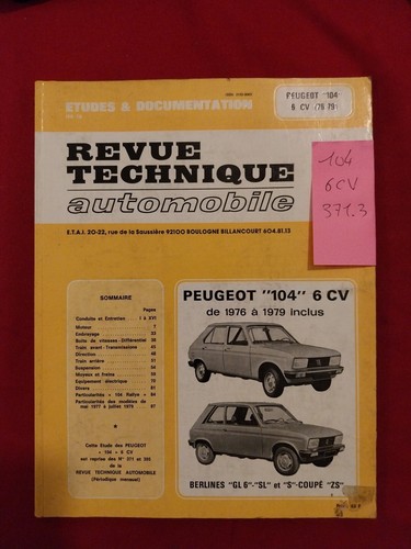 Revue technique peugot 104 - peugot,