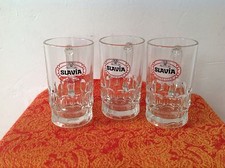 Trois Chopes à Bière en Verre " Slavia "