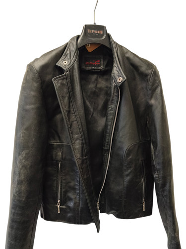 Blouson cuir vintage - , homme