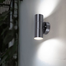 Applique Murale Éclairage D'Extérieur Up & Down Luminaire Gris Inox D 8,5 CM