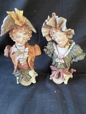 A Paire De Ancien Porcelaine Bustes, Fin 19th Ou Tôt 20th Siècle Numérotée