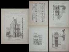 PARIS, 7 RUE JULIETTE LAMBER - GRAVURES ARCHITECTURE 1885 - EVRARD