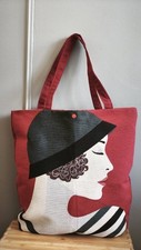 Tote bag  Femme au Chapeau   Fait Main