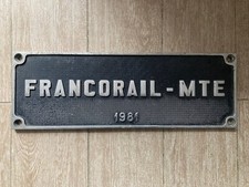 plaque constructeur FRANCORAIL - MTE -  locomotive SNCF