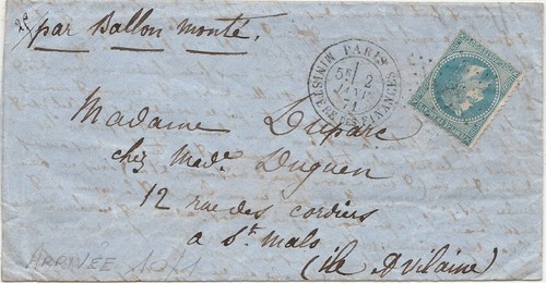 Lettre par ballon - monte, le