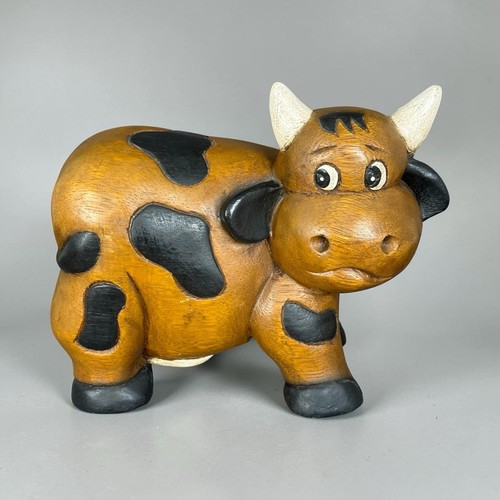 Statue vache bois sculpte - bois,
