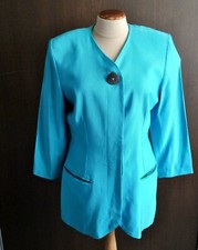 Veste turquoise à épaulette Vintage 1980 SFARZO Milano en Viscose T42