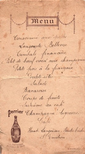 Menu ancien fin xixeme - fin,
