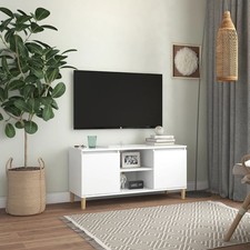 Meuble TV avec Pieds en Bois Massif Armoire de Télévision Salon Noir vidaXL
