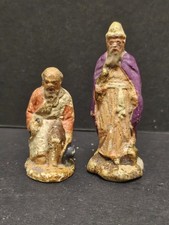 2 Ancien Santon Devineau berger roi crèche noël french Christmas nativity scene