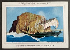 Navigation Des marins grecs Gravure couleur de 1959 par Léon Haffner