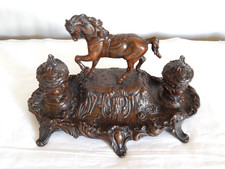 ANCIEN ENCRIER en Régule à Décor de CHEVAL