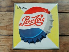 Ancienne Plaque Publicitaire 1950s Pepsi Cola Type Glacoide No Plaque Emaillée