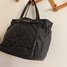 très beau sac cabas en cuir noir matelassé LOXWOOD - vintage