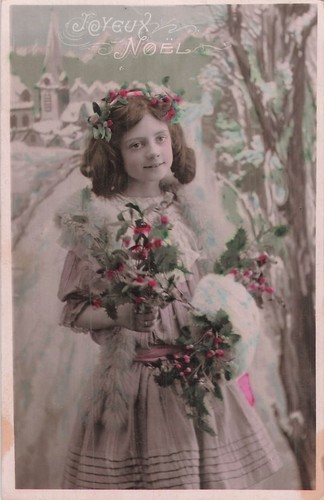 Noel petite fille manchon - cp,